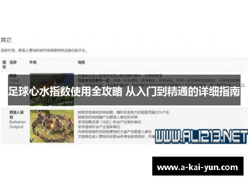 足球心水指数使用全攻略 从入门到精通的详细指南