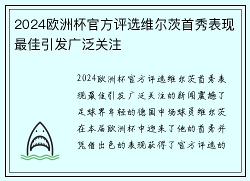2024欧洲杯官方评选维尔茨首秀表现最佳引发广泛关注