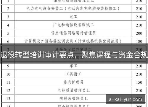 退役转型培训审计要点,聚焦课程与资金合规 退役转型培训审计要点,聚焦课程与资金合规